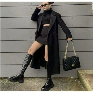 ZARA FLAT STRETCH LUG BOOTS BLACK SIZE EURO 38 EUC